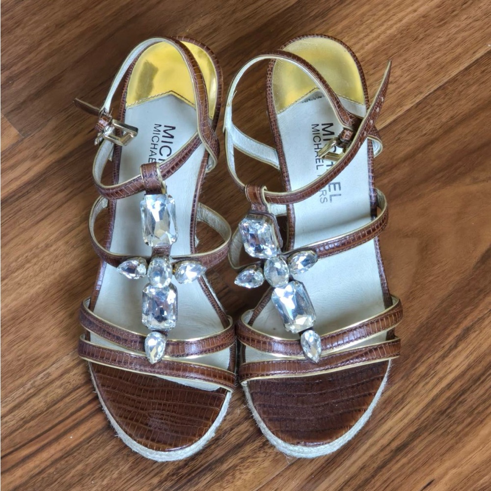 Like new MK crystal wedge sandals